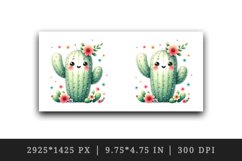 Watercolor cute friendly cactus rosy cheeks is waving flowers summer print 20 oz tumbler skinny mug wrap clipart t-shirt sublimation printable design