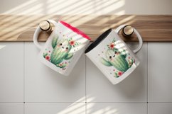 Watercolor cute friendly cactus rosy cheeks is waving flowers summer print 20 oz tumbler skinny mug wrap clipart t-shirt sublimation printable design