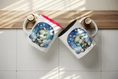 Watercolor cute friendly dinosaur hugging plush toy starry night sky print 20 oz tumbler skinny mug wrap clipart t-shirt sublimation printable design