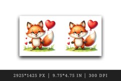 Watercolor cute friendly fox with big smile heart balloon grassy print 20 oz tumbler skinny mug wrap clipart t-shirt sublimation printable design