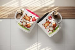 Watercolor cute friendly fox with big smile heart balloon grassy print 20 oz tumbler skinny mug wrap clipart t-shirt sublimation printable design
