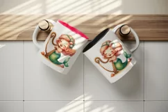 Watercolor cute friendly mermaid happily playing harp seashells print 20 oz tumbler skinny mug wrap clipart t-shirt sublimation printable design