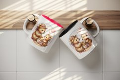 Watercolor cute friendly mother bear cub sharing honey pot heart Mom print 20 oz tumbler skinny mug wrap clipart t-shirt sublimation printable design
