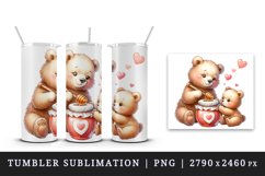 Watercolor cute friendly mother bear cub sharing honey pot heart Mom print 20 oz tumbler skinny mug wrap clipart t-shirt sublimation printable design