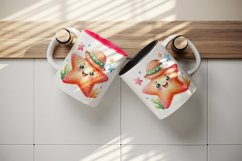 Watercolor cute friendly starfish smile wearing tiny hat stars summer print 20 oz tumbler skinny mug wrap clipart t-shirt sublimation printable design