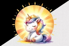 Watercolor cute friendly unicorn basking morning sun print 20 oz tumbler skinny mug wrap clipart t-shirt sublimation printable design
