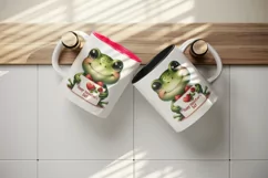 Watercolor cute frog holding card heart love Happy Valentine Day quote print 20oz tumbler skinny mug wrap clipart t-shirt sublimation printable design