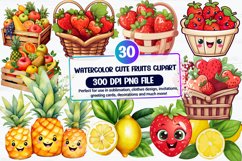 Watercolor Cute Fruits Clipart Bundle Product Image 1