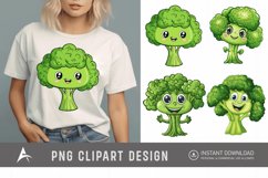 Watercolor Cute Funny Broccoli Vegetable Clipart Product Image 1