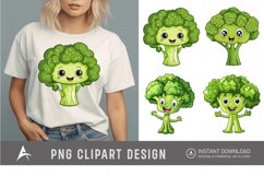 Watercolor Cute Funny Broccoli Vegetable Clipart Product Image 1