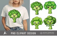 Watercolor Cute Funny Broccoli Vegetable Clipart Product Image 1