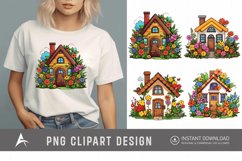 Watercolor Cute Garden Houses Clipart Product Image 1