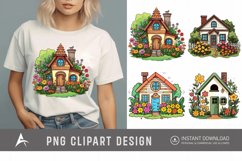 Watercolor Cute Garden Houses Clipart Product Image 1