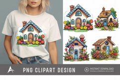 Watercolor Cute Garden Houses Clipart Product Image 1