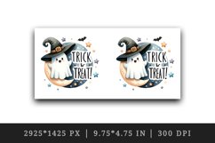 Watercolor cute ghost and a witch hat Trick and or Treat quote print 20 oz tumbler skinny mug wrap clipart t-shirt sublimation printable design