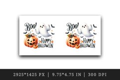 Watercolor cute ghost floating pumpkin Boo Happy Halloween quote print 20 oz tumbler skinny mug wrap clipart t-shirt sublimation printable design