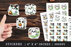 Watercolor cute ghost neon green sparkles pumpkin candy bat Halloween print sticker sheet stickers printable sublimation design png