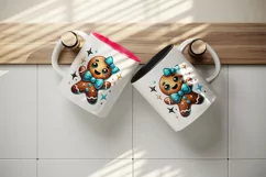 Watercolor cute gingerbread man blue bowtie Christmas New Year winter print 20 oz tumbler skinny mug wrap clipart t-shirt sublimation printable design