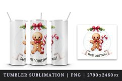 Watercolor cute gingerbread man candy cane Sweet Christmas quote print 20 oz tumbler skinny mug wrap clipart t-shirt sublimation printable design