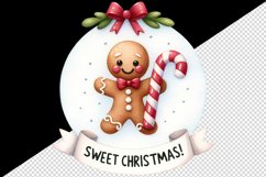 Watercolor cute gingerbread man candy cane Sweet Christmas quote print 20 oz tumbler skinny mug wrap clipart t-shirt sublimation printable design