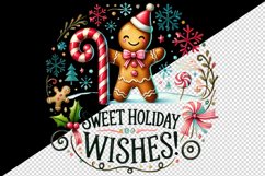 Watercolor cute gingerbread man candy quote Christmas New Year winter print 20 oz tumbler skinny mug wrap clipart t-shirt sublimation printable design