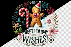 Watercolor cute gingerbread man candy quote Christmas New Year winter print 20 oz tumbler skinny mug wrap clipart t-shirt sublimation printable design