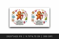 Watercolor cute gingerbread man candy quote Christmas New Year winter print 20 oz tumbler skinny mug wrap clipart t-shirt sublimation printable design