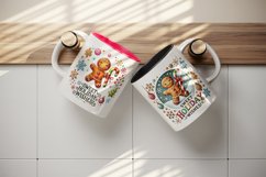 Watercolor cute gingerbread man candy quote Christmas New Year winter print 20 oz tumbler skinny mug wrap clipart t-shirt sublimation printable design