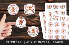 Watercolor cute gingerbread man candy Sweet holidays Merry Christmas quote New Year winter print sticker sheet stickers printable sublimation design png