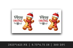 Watercolor cute gingerbread man hat red scarf Merry Christmas quote print 20 oz tumbler skinny mug wrap clipart t-shirt sublimation printable design