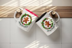 Watercolor cute gingerbread man Merry Christmas quote New Year winter print 20 oz tumbler skinny mug wrap clipart t-shirt sublimation printable design