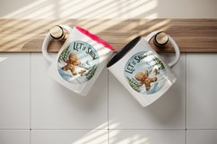Watercolor cute gingerbread man snowball fight Let it snow Christmas quote print tumbler skinny mug wrap clipart t-shirt sublimation printable design