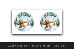 Watercolor cute gingerbread man snowball fight Let it snow Christmas quote print tumbler skinny mug wrap clipart t-shirt sublimation printable design