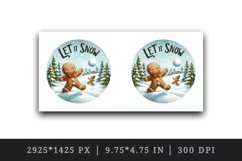 Watercolor cute gingerbread man snowball fight Let it snow Christmas quote print tumbler skinny mug wrap clipart t-shirt sublimation printable design