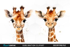 Watercolor Cute Giraffe PNG Set Clipart Product Image 1