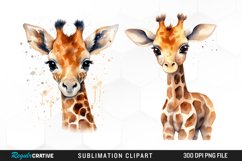 Watercolor Cute Giraffe PNG Set Clipart Product Image 1