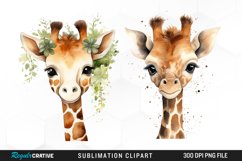 Watercolor Cute Giraffe Image Clipart Product Image 1