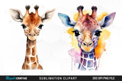 Watercolor Cute Giraffe PNG Set Clipart Product Image 1