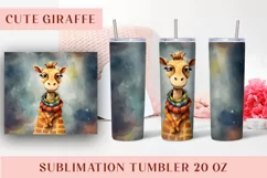 Watercolor Cute Giraffe Tumbler Wrap 20 oz Product Image 1
