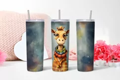 Watercolor Cute Giraffe Tumbler Wrap 20 oz Product Image 2