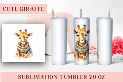 Watercolor Cute Giraffe Tumbler Wrap 20 oz Product Image 1