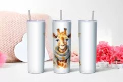 Watercolor Cute Giraffe Tumbler Wrap 20 oz Product Image 2