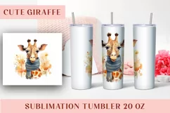 Watercolor Cute Giraffe Tumbler Wrap 20 oz Product Image 1
