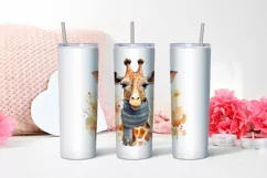 Watercolor Cute Giraffe Tumbler Wrap 20 oz Product Image 2