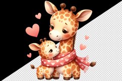 Watercolor cute giraffe mom mother heart Love Valentine Day quote print 20 oz tumbler skinny mug wrap clipart t-shirt sublimation printable design