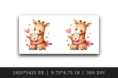 Watercolor cute giraffe mom mother heart Love Valentine Day quote print 20 oz tumbler skinny mug wrap clipart t-shirt sublimation printable design