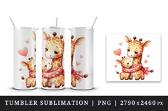 Watercolor cute giraffe mom mother heart Love Valentine Day quote print 20 oz tumbler skinny mug wrap clipart t-shirt sublimation printable design
