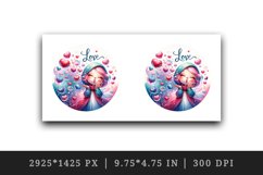 Watercolor cute girl blowing air kisses heart Love quote Valentine Day print 20oz tumbler skinny mug wrap clipart t-shirt sublimation printable design
