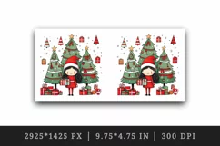 Watercolor cute girl Christmas tree gift box Santa Claus hat New Year 20 oz tumbler skinny mug wrap clipart t-shirt sublimation printable design