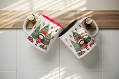 Watercolor cute girl Christmas tree gift box Santa Claus hat New Year 20 oz tumbler skinny mug wrap clipart t-shirt sublimation printable design